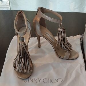 Jimmy Choo Tan Fringe Heels